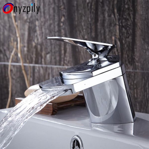 

bathroom sink faucets copper-plated faucet water single-hole waterfall basin and cold