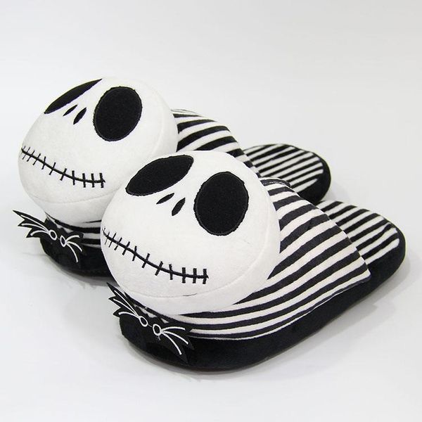 

28cm the nightmare jack skellington plush shoes home house winter slippers stuffed toy gift, Black