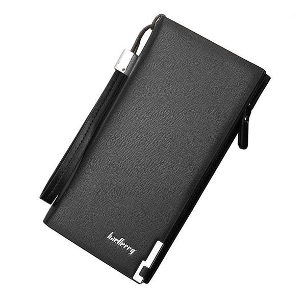 

wallets 2021 men leather wallet with strap zipper long purse1, Red;black