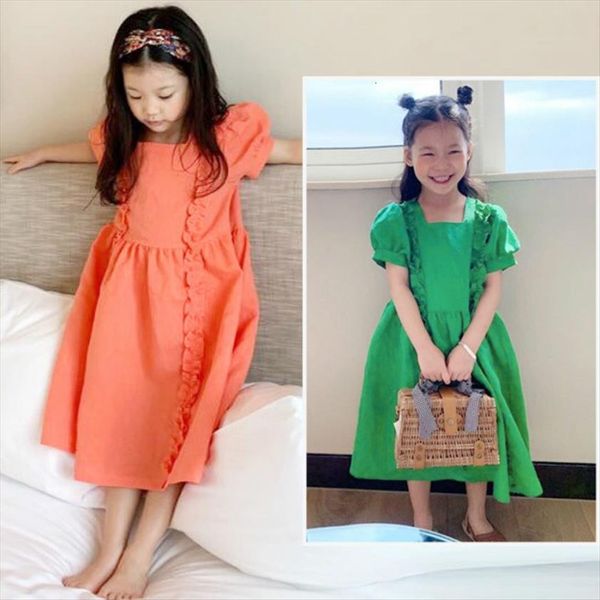 

4 to 16 years girl dresses summer kids princess baby cotton children cute toddler ruched clothes, 8452, Red;yellow