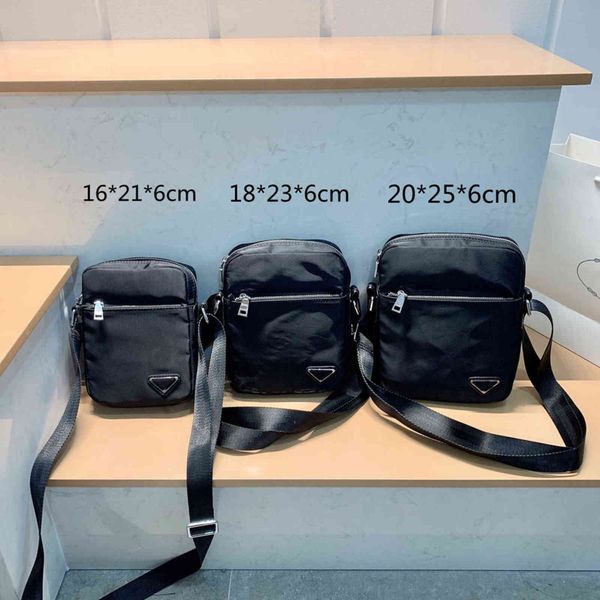 

fashion men's black nylon shoulder bags designers phone bag crossbody purses wallets cross body small flaps triangle 3 size