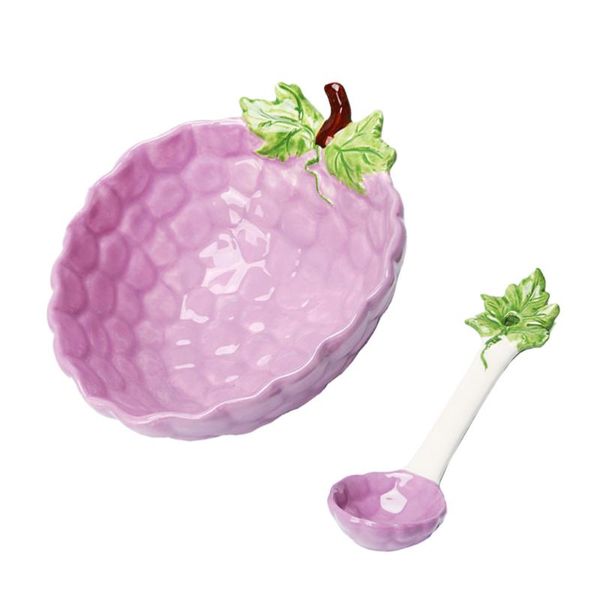 

bowls grape design salad bowl kids ceramics with spoon (300ml)
