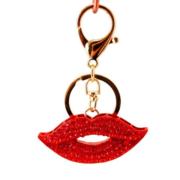 

keychains 1pc red lip rhinestone keychain fashion charm cute car keyring purse bag pendant hanging decoration creative gift, Silver