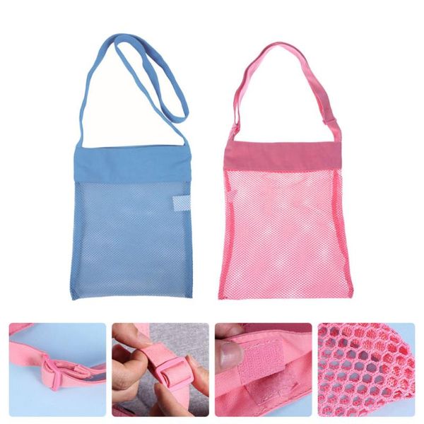 

storage bags 2pcs large mesh beach seashell breathable sea shell for kids