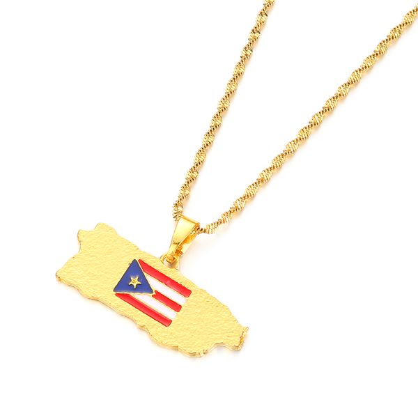 

puerto rico map and flag pendant necklaces gold color pr puerto ricans jewelry gift, Silver