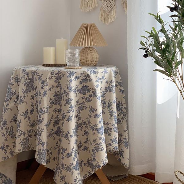 

table cloth decorative european floral cover embroidery lace dining round tablecloth flower printed home