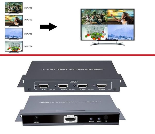 

audio cables & connectors lkv401ms 4x1 quad screen multiviewer switcher ir control, support switch seamless handover wall-mountable