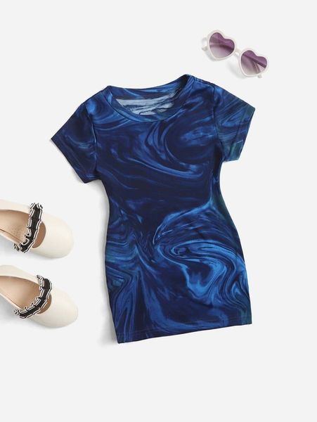 

toddler girls tie dye tee dress she02, Red;yellow