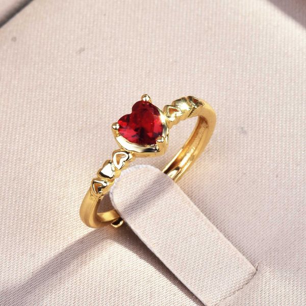 

love heart ring women jewelry gold color white red cz rings, Golden;silver