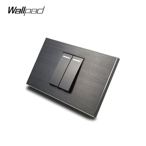 

smart home control 2 gang au us push button wall switch wallpad l3 black metal panel 118*75mm way light plate 3m