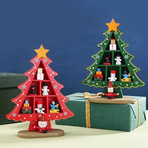 

christmas decorations mini tree ornaments wooden deskdecoration santa claus snowman xmas gifts navidad year 2022