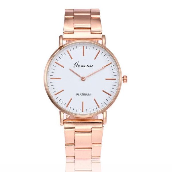 

wristwatches women watch luxury rose gold fashion brand geneva stainless steel casual quartz, Slivery;brown