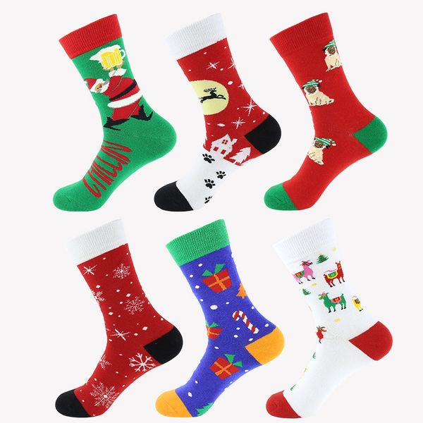 

aldult mens cotton christmas socks autumn winter new year santa claus tree snow elk gift happy sports cartoon stocking eur39-45, Black