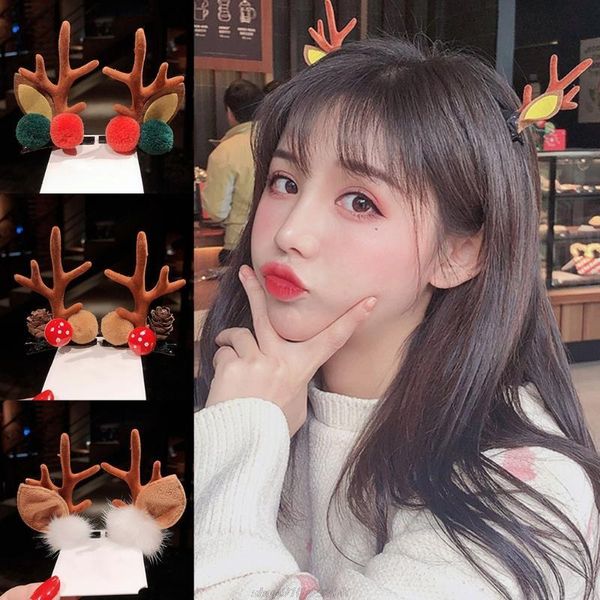 

hair accessories antlers side clips deer horn bangs duckbill christmas grips ponytail decor diy party ag11 21 dropship, Slivery;white