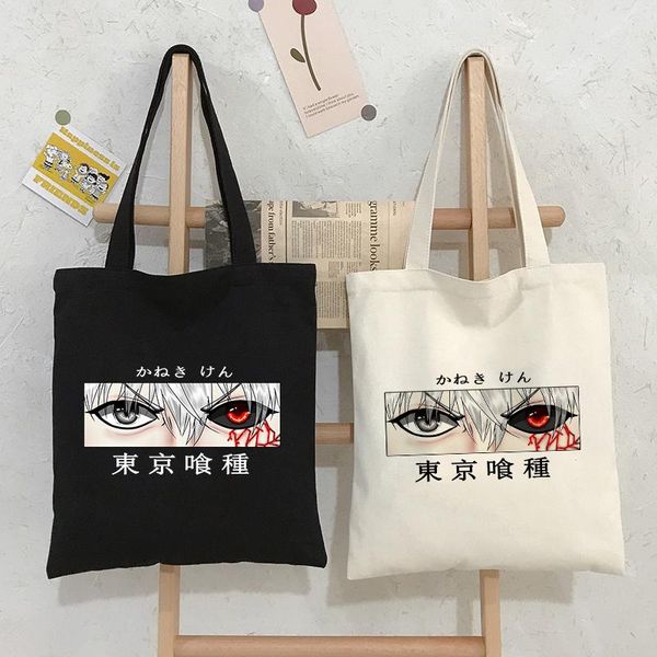

evening bags japanese cartoon gothic tokyo ghoul canvas bag women casual harajuku shopper big capacity hip-hop shoulder