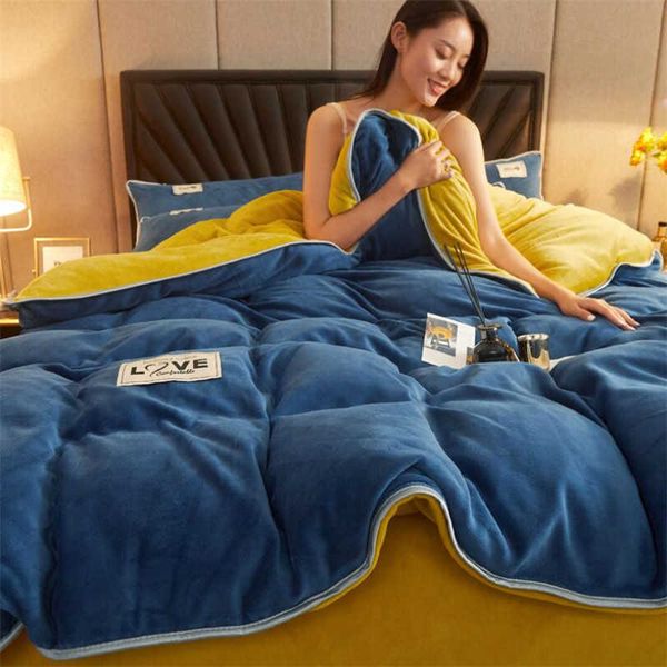 3 шт. / 4 шт. Одного полного двухместного king queen fleece Duvert Cover Bedging Set Coral Velvet Bedsack Pathowcase Bedsheet Home Textile