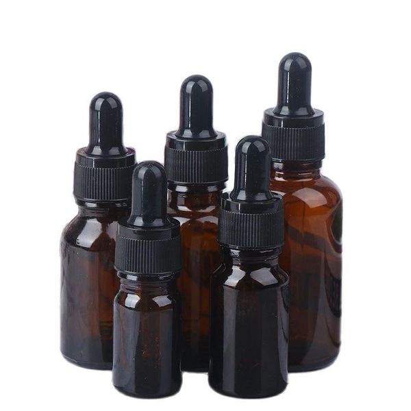

storage bottles & jars 10pcs/lot 5ml 10ml 15ml 20ml 30ml 50ml 100ml amber glass bottle with dropper mablack