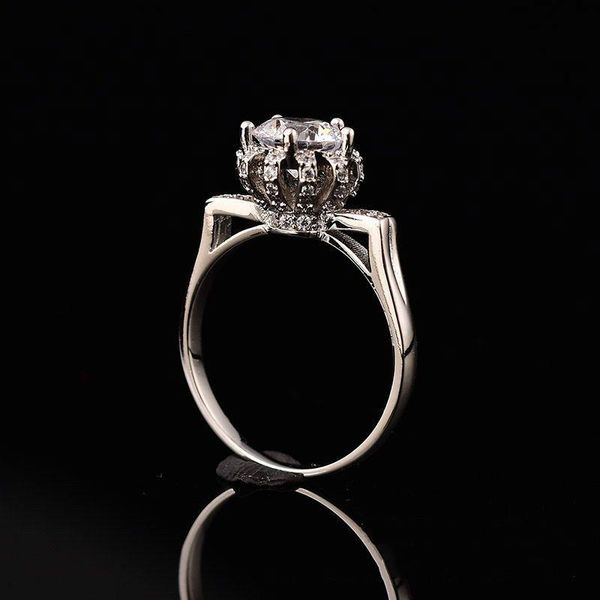 

cluster rings 1ct 6.5mm d color luxury bud moissanite ring women engagement s925 sterling silver fine jewelry, Golden;silver