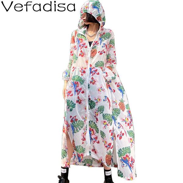 

women's jackets vefadisa pineapple printed women coat 2021 summer sunscreen clothing casual fashion thin hooded long qyf5393, Black;brown