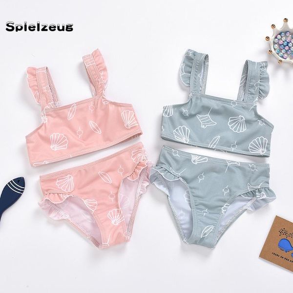 

summer born infant kids baby girls sleeveless cartoon printed ruffle swimwear swimsuit bikini set beachwear bathing suit#p4 one-pieces, Black