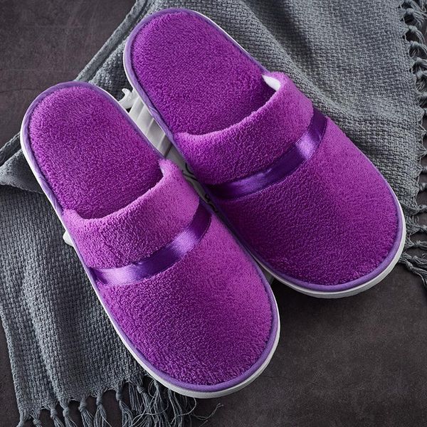 

slippers winter coral velvet ribbon women home indoor disposable fluffy retro salon reusable, Black