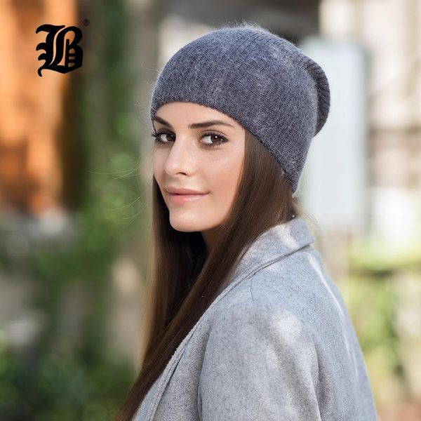 

[flb] double-deck soft knitting thick bonnet warm caps solid winter hats for women's hat skullies beanies female f18059 beanie/skull, Blue;gray