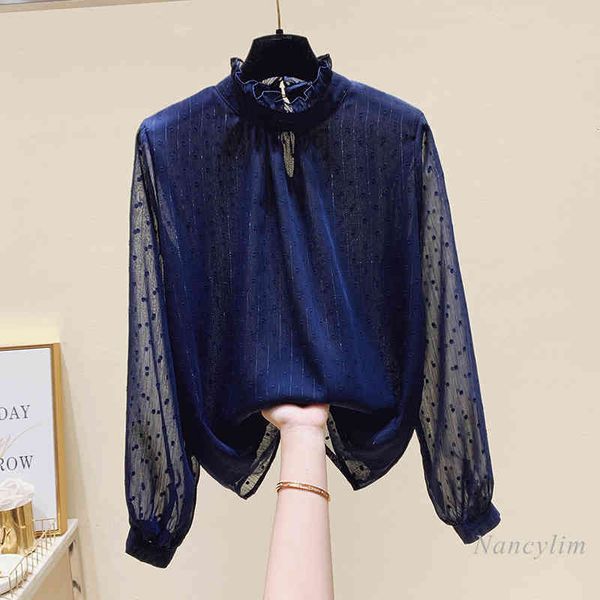 

blouses spring fashion elegant chiffon shirt women long sleeve blouse female all-match nancylim, White
