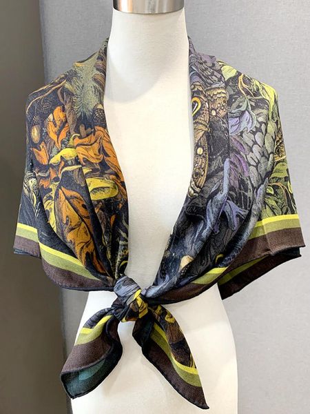 

scarves high-end elegant women beautiful [night visitors] double-sided printing quality silk cashmere warm scarf shawls, Blue;gray
