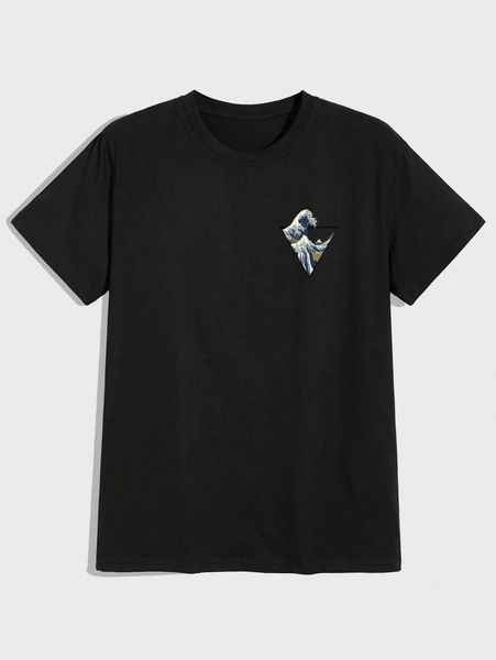 

romwe guys wave graphic tee i8ee#, White;black