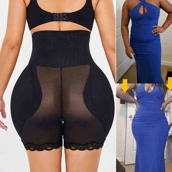 Mulheres Corpo Shaper Canty Sexy Bunda Lifter Lifter Acolchoado Calcinha Lace Fake Ass Corset Plus Size Shapewear Slimming Slimming Roupa Big Hip 211112