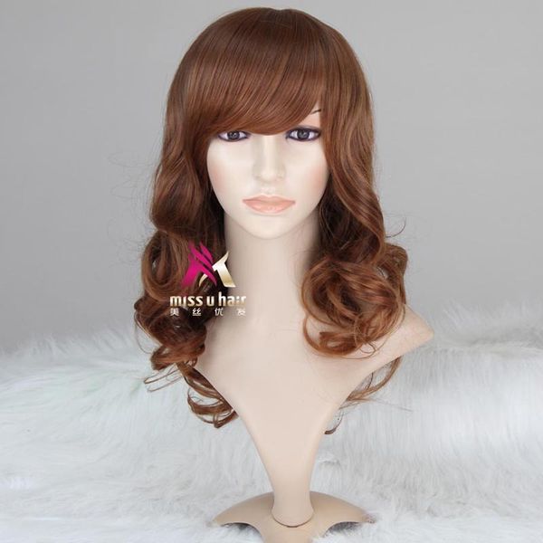 

fashion wig high temperature silk brown gradient long curly hair party dance club, Black