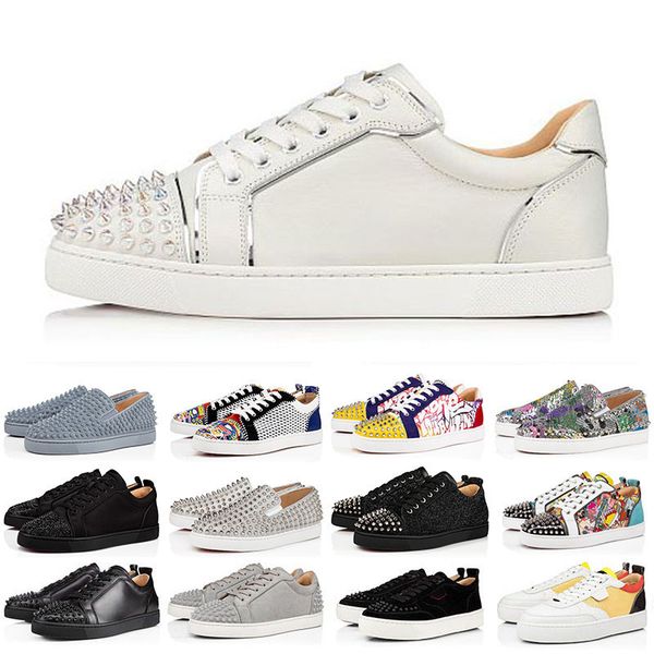 

2022 red bottoms sneakers men women designer dress shoes high low black white camo green glitter grey color matching loutdoor mens fashion s