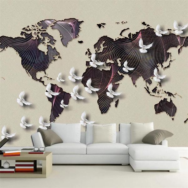

wallpapers custom mural 3d three-dimensional abstract line map tv background wall living room bedroom restaurant el decoration painting