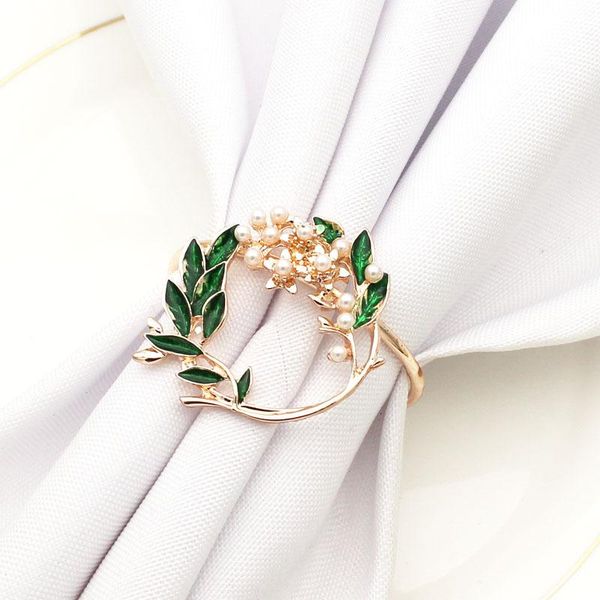 

8pcs/lot plant pearl wreath napkin ring alloy wedding el table decoration buckle rings