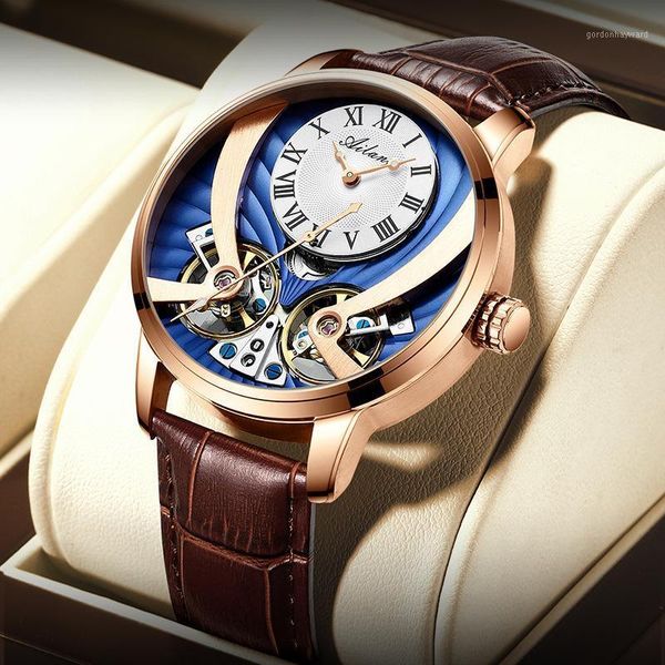 Relógios de pulso Ailang al-8821e Top Marca Assista Homens Mecânicos Automáticos Mens 43mm À Prova D 'Água Dupla Tourbillon para