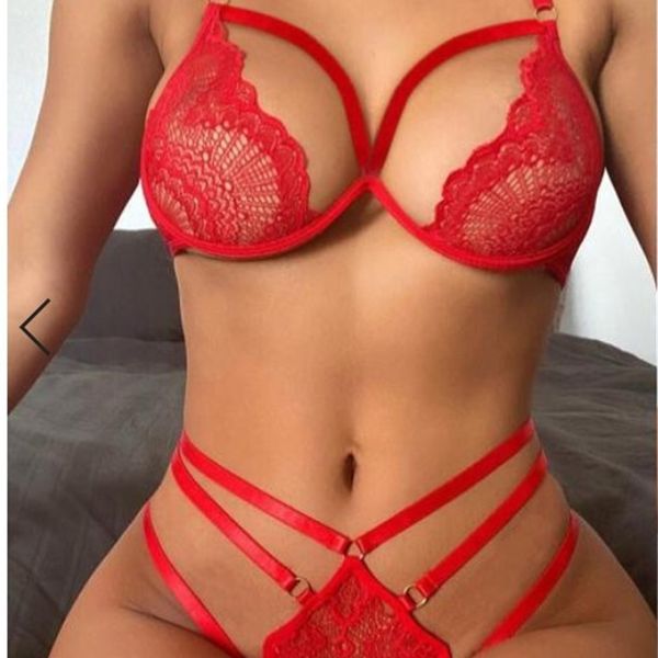 

sets lingerie women's cross triangle lace thong temptation three point suit, Black;white