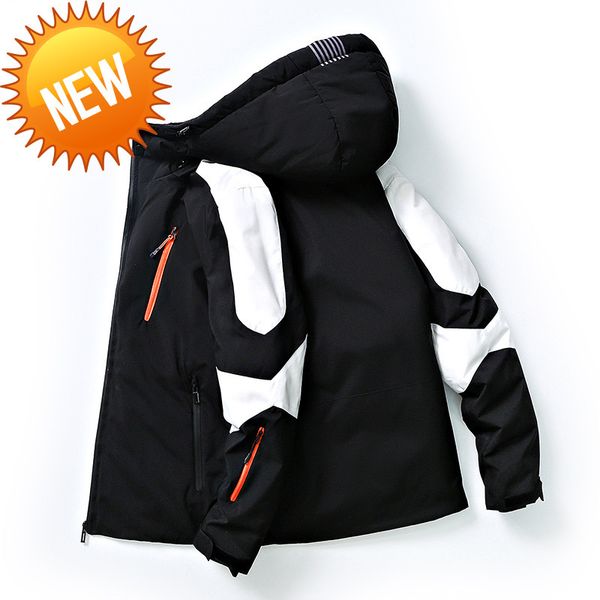 

men's winter waterproof white duck down jacket fashion warm coat couple clothing men parka thicken outerwear, Black