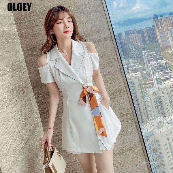 

women's two piece pants french sweet suit dress korean women 2021 summer slim two-piece professional one elegant office shorts, White