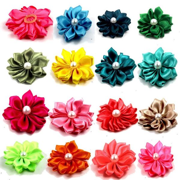 

dog apparel flower hair bows long pet dogs rubber band cat puppy clips grooming bow accessories