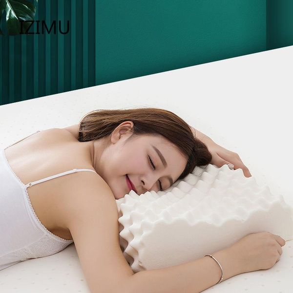 

pillow izimu natural latex health care vertebrae orthopedic physiotherapy negative ion neck massage for women