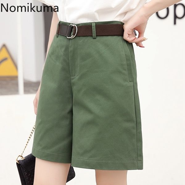 

nomikuma arrival solid color high waist straight loose knee length cargo pants korean harajuku casual fashion trousers 3a430 210514, White;black