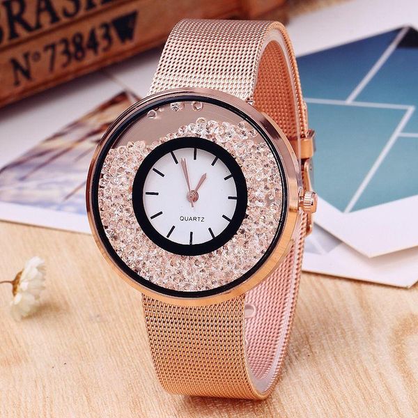 

brand women watches romantic wrist watch stainless steel rhinestone designer ladies clock gifts for zegarek damski wristwatches, Slivery;brown