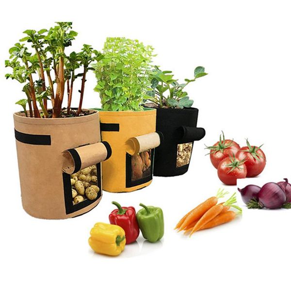 

planters & pots 3 size potato grow bags garden tomato plant bag fabric sack spuds root vegetable moisturizing jardin vertical