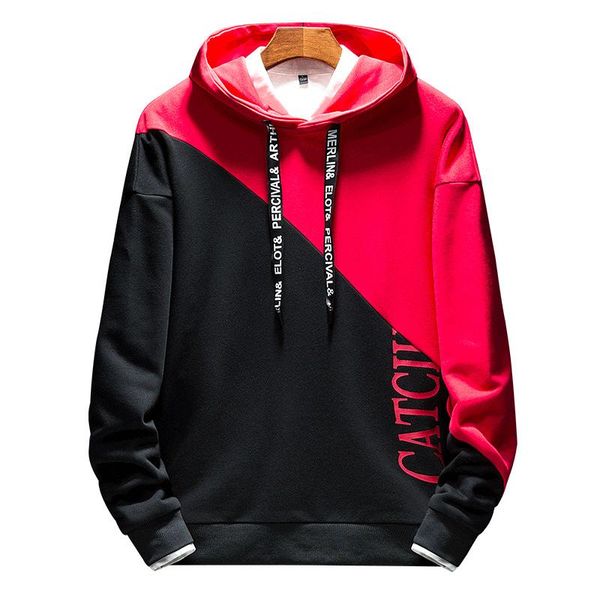 

men's hoodies men 2021 spring autumn patchwork japanese streetwear harajuku sweatshirts red pullover hoodie sweatshirt &, Black