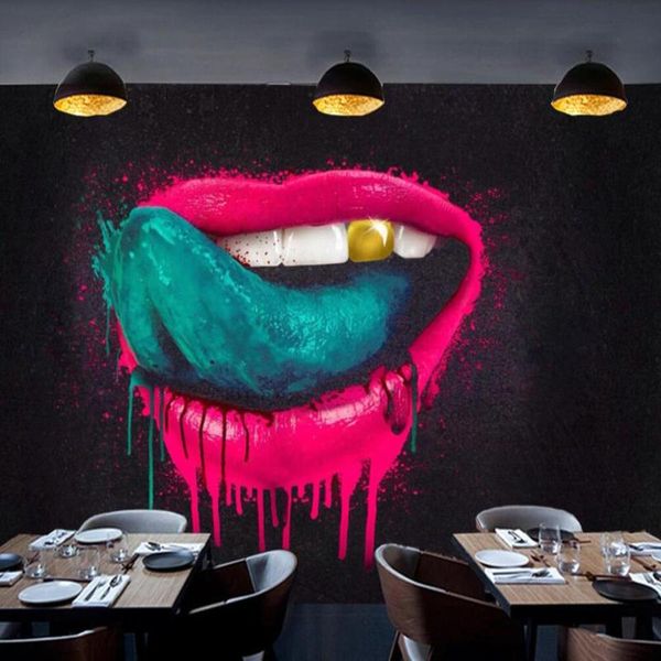 

wallpapers dropship custom large 3d wallpaper mural graffiti golden tooth big mouth tooling background wall decoration