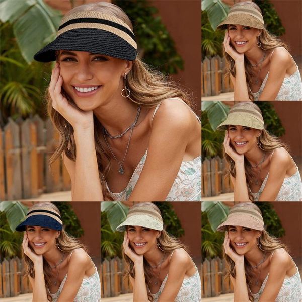

wide brim hats woman's summer sunhat sun protection knitting collapsible fashion casual hat sonnenhut damen zomerhoed dames zonneklep, Blue;gray