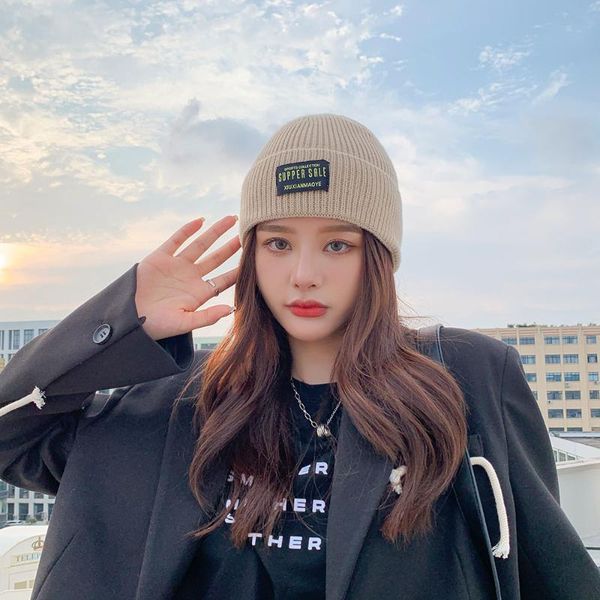 

beanie/skull caps 2021 fashion knitted hats for women beanie hat winter men's panama beanies ladies solid cap thick, Blue;gray