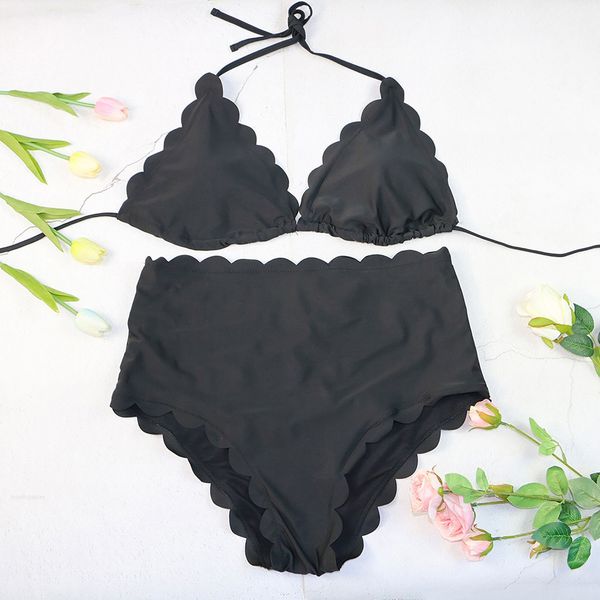 

biquini 2021 bikini women swimwear plus size solid classic split sling swimsuit tytm, White;black