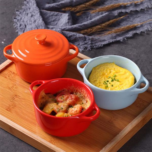 

bowls european creative steamed egg tarts cute binaural bowl ceramic soup with lid container baking kitchen tableware
