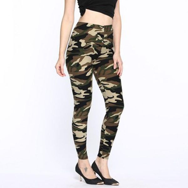 

women's leggings spring autumn women fitness camouflage print trouser army pants plus size slim stretch legging female, Black
